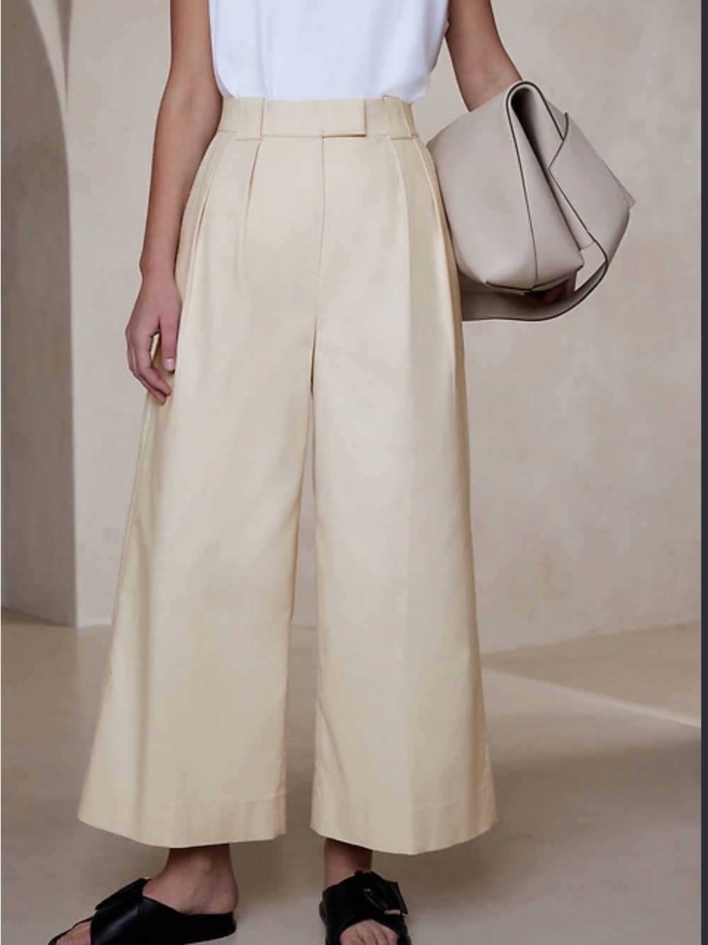 Banana Republic Cruise Cropped Wide Leg Pants Cream NWT 10